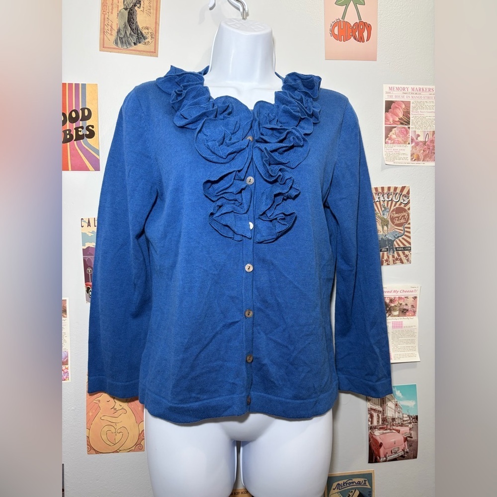 Jones Wear Blue Ruffled Women's Top